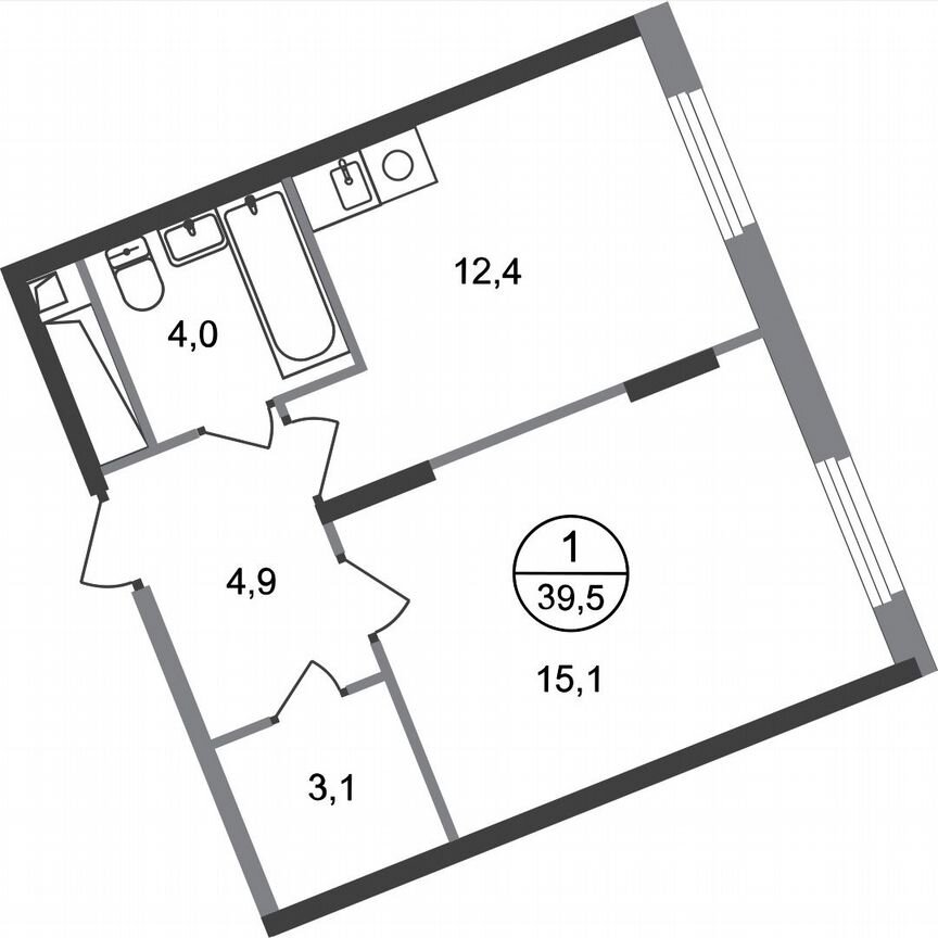 1-к. квартира, 39,5 м², 10/17 эт.