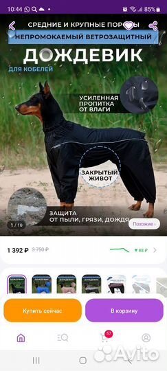 Дождевик/комбинезон для кобеля среднего размера