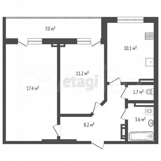 2-к. квартира, 75,2 м², 9/10 эт.