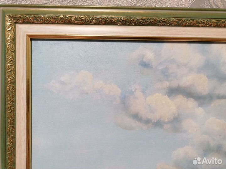 Картина маслом в рамке Пейзаж. Дорога. После дождя