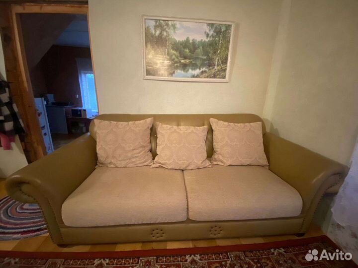 Кожаный диван кровать бу