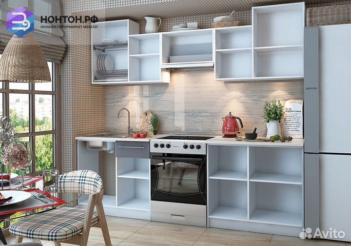 Кухня Бланка белый / синга крем / бархат графит