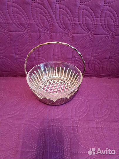 Конфетница хрусталь и мельхиор