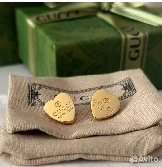 Сережки gucci Гуччи сердечки