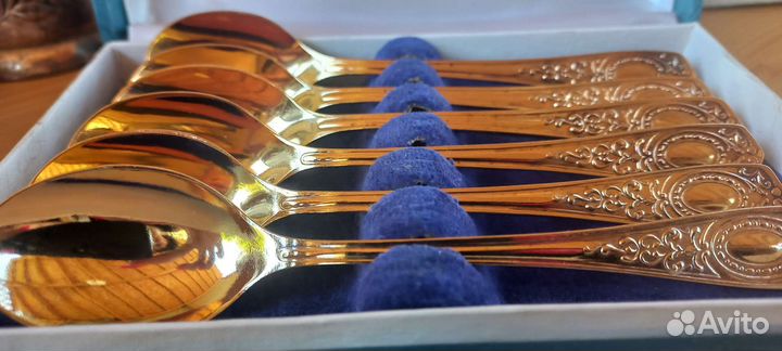 Ложки чайные мельхиоровые позолоченные