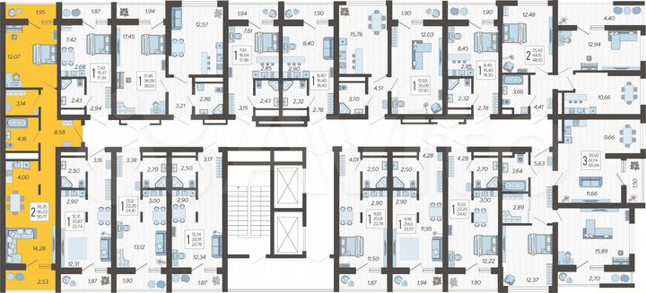2-к. квартира, 50,7 м², 5/19 эт.