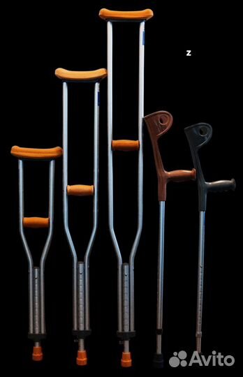 Костыли с опорой под локти и подмышечные. Аренда