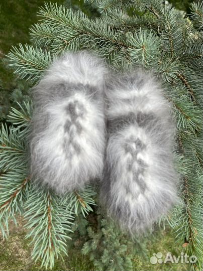 Варежки и носочки из кроличьего пуха детские