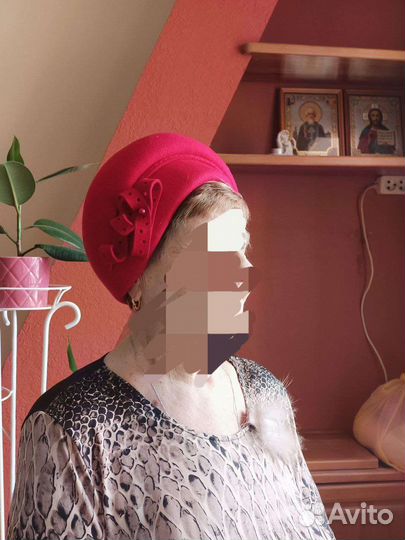 Шляпа фетровая красная демисезон