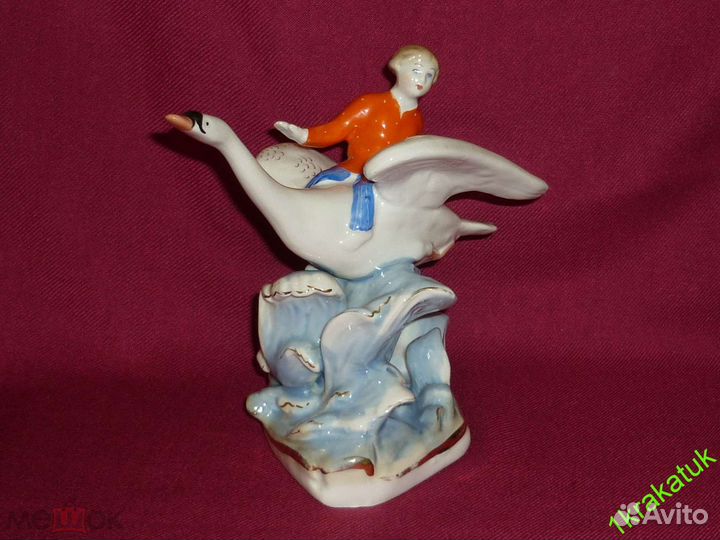 Гуси лебеди, мальчик на гусе. дулево. Целый