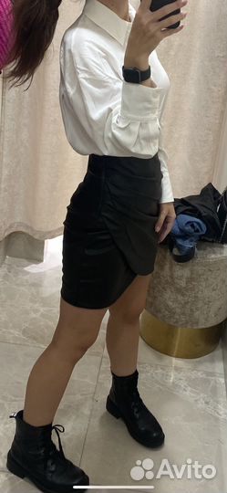 Кожаная юбка золотой песок