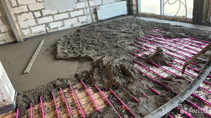 Полусухая стяжка пола за 1 день