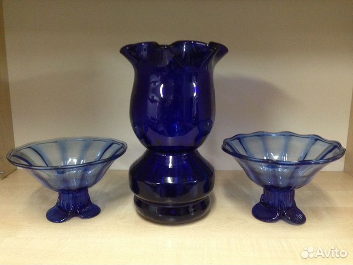 Вазы Конфетницы Молочник из цветного стекла СССР