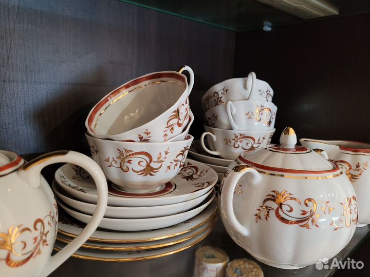 Чайный сервиз Дулево Золотое кружево, тюльпан