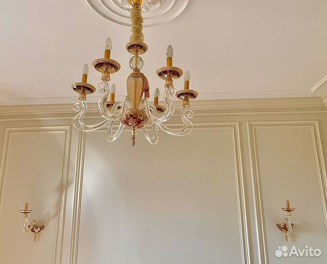 Люстра потолочная и 2 бра Италия новые