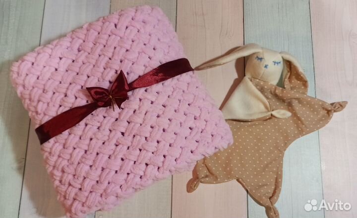 Плед детский вязаный плюшевый