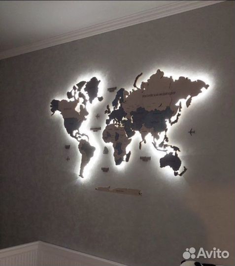 Карта мира из дерева / Деревянная карта мира