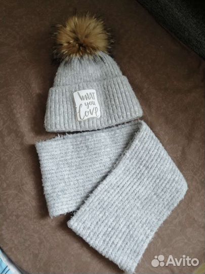 Шапка и снуд для девочки зима