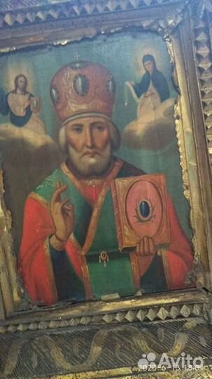 Старинная икона, более 130 лет, в родном киоте