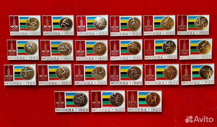 Полный, редкий, набор значков Олимпиада 80. Виды с
