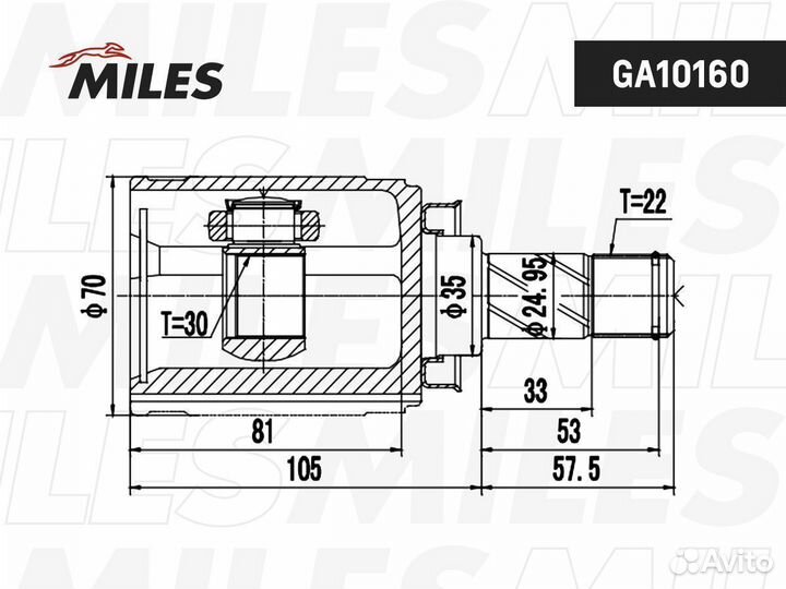ШРУС chevrolet aveo 13- внутренний правый