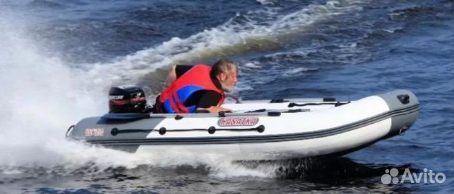 Лодка пвх Посейдон Касатка-365 серый/белый