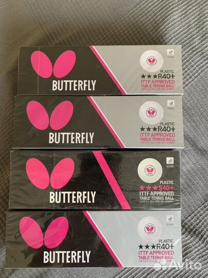 Мячи теннисные Butterfly plastic S40+