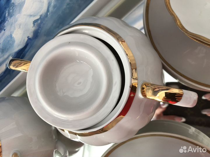 Белый Чайный сервиз СССР Дулево костяной фарфор