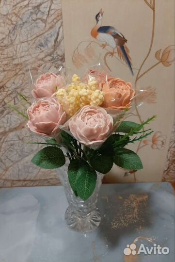 Шоколадный букет(мимоза и пионовидная роза)