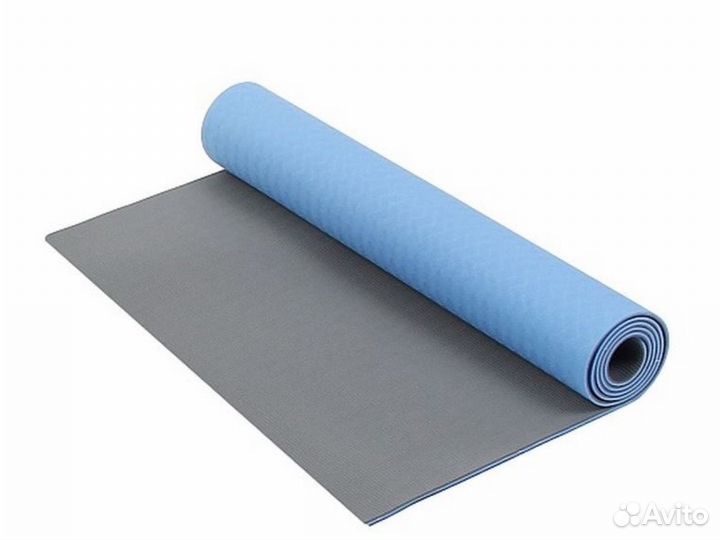 Коврик для фитнеса и йоги Larsen синий/серый