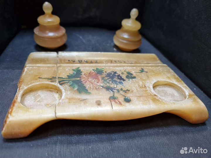 Старинная чернильница, из селенита. Была склейка п