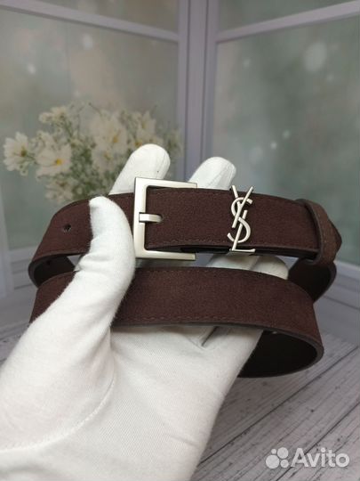 Ремень Ysl женский натуральная замша-кожа люкс