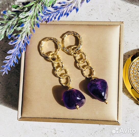 Серьги с аметистом