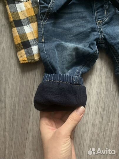 Комплект джинсы и рубашка 74-80
