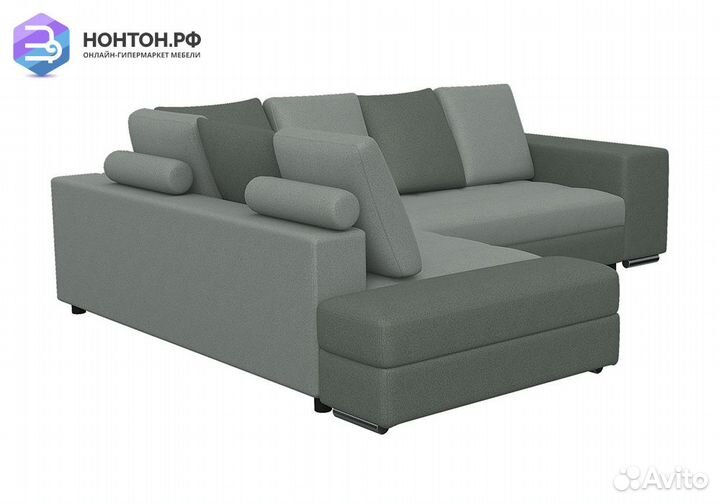 Диван угловой дельфин Вега-24Д светло-серый / серы