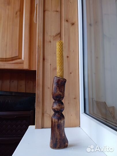 Подсвечник из дерева ручная работа