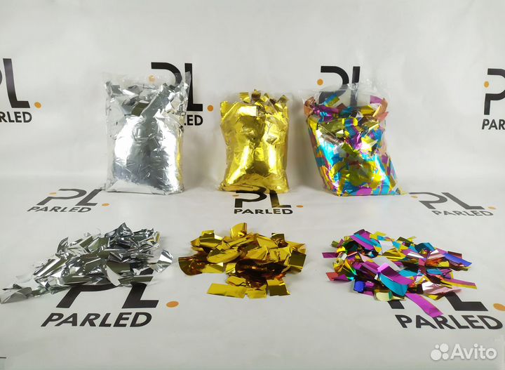 Металлизированное конфетти золото серебро цветное