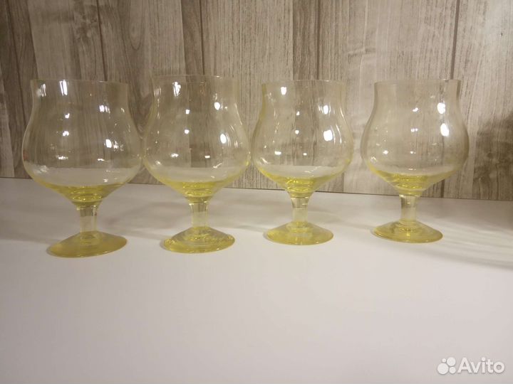 Желтое лимонное стекло СССР бокалы графин