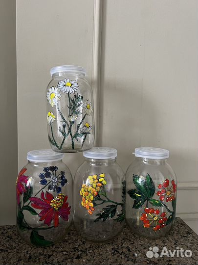 Банки стеклянные роспись