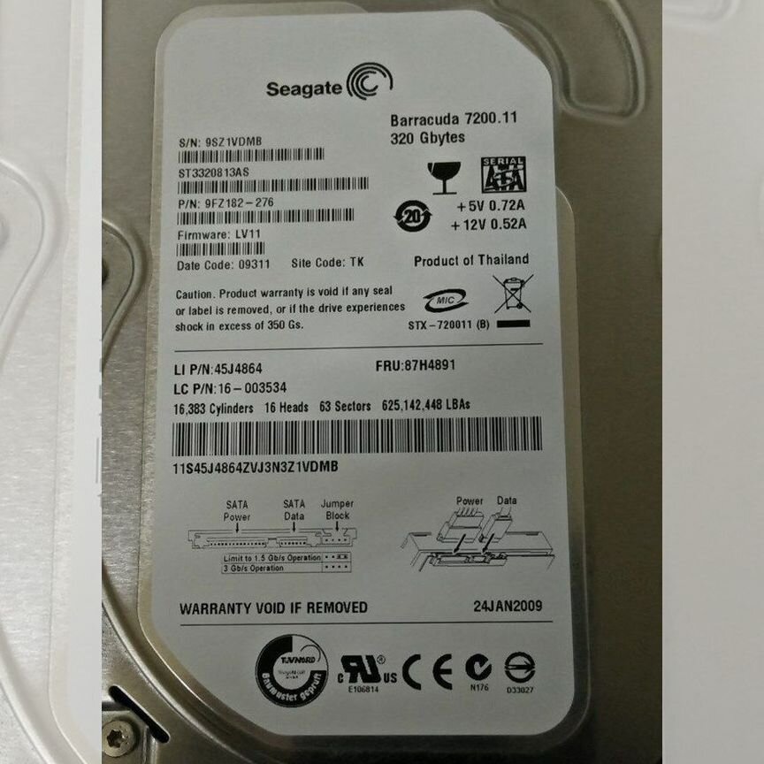 [ST3320813AS] Жесткий Диск Ibm 320gb 45j4864 Sata St3320813as
