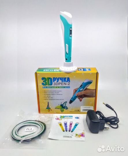 3Д ручка второго поколения с LCD дисплеем голубая