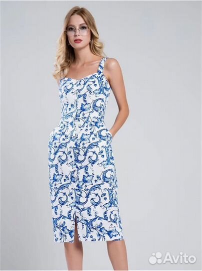 Платье летнее женское хлопковое 44. Сарафан