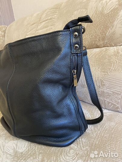 Женская кожаная сумка через плечо, черная, Италия