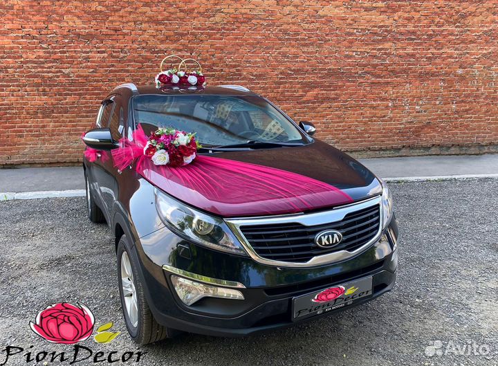 Свадебное украшение на машину № 36 (винный)