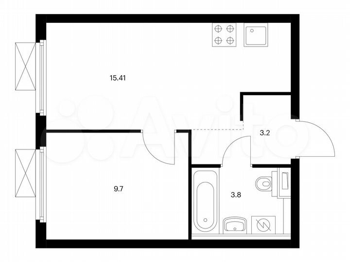 1-к. квартира, 32,1 м², 2/38 эт.