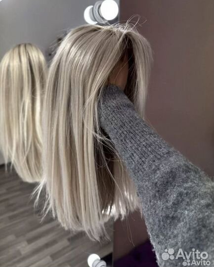 Парик из натуральных волос блонд Clip hair