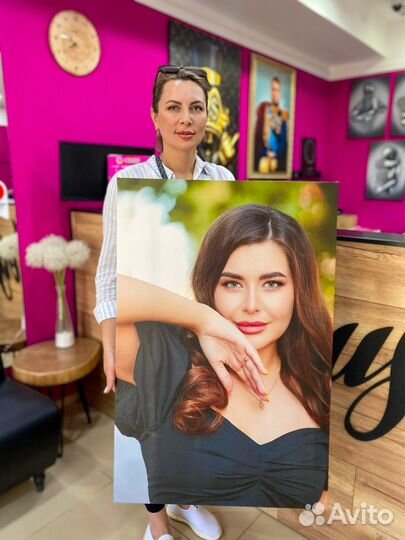 Печать на холсте, портрет по фото, подарок картина