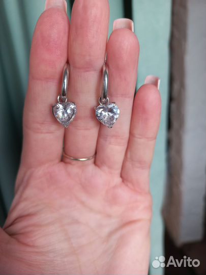 Серебряные серьги трансформеры с фианитом