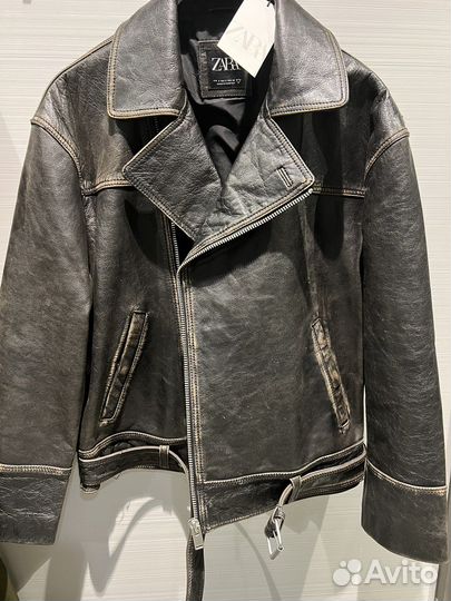 Кожаная куртка zara новая, размер S, M