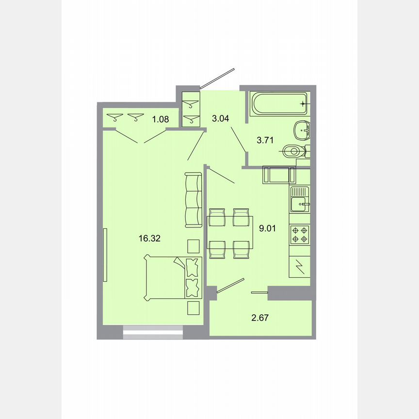 1-к. квартира, 33,6 м², 7/20 эт.